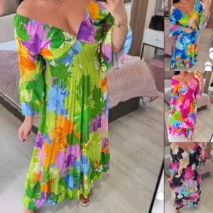 Floral Print Ruffle Hem Maxi Dress
