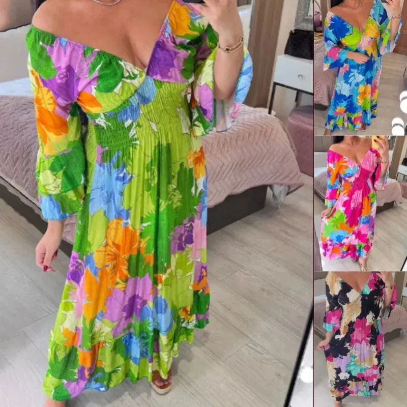 Floral Print Ruffle Hem Maxi Dress