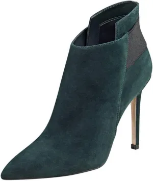 FSJ Women Elegant Pointed Toe Ankle Boots High Heels Faux Suede Elastic Slip On Shoes Size 4-15 US