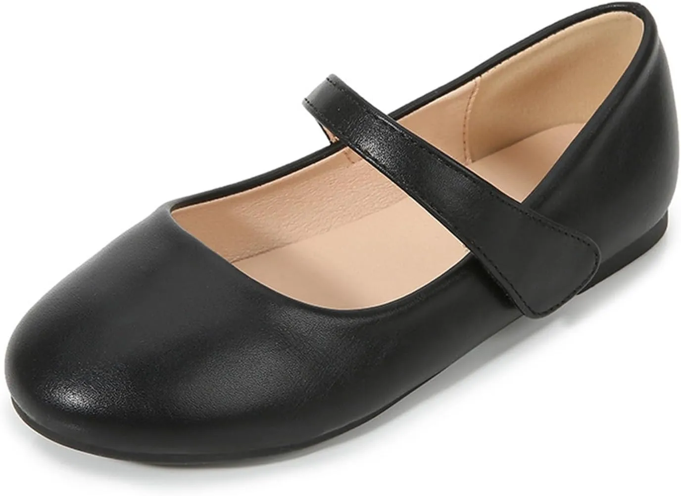 Girls Closed Toe Mary Jane Flat Big Kids School niform Dress Shoes Low Heel Princess Hook and Loop Formal Shoes