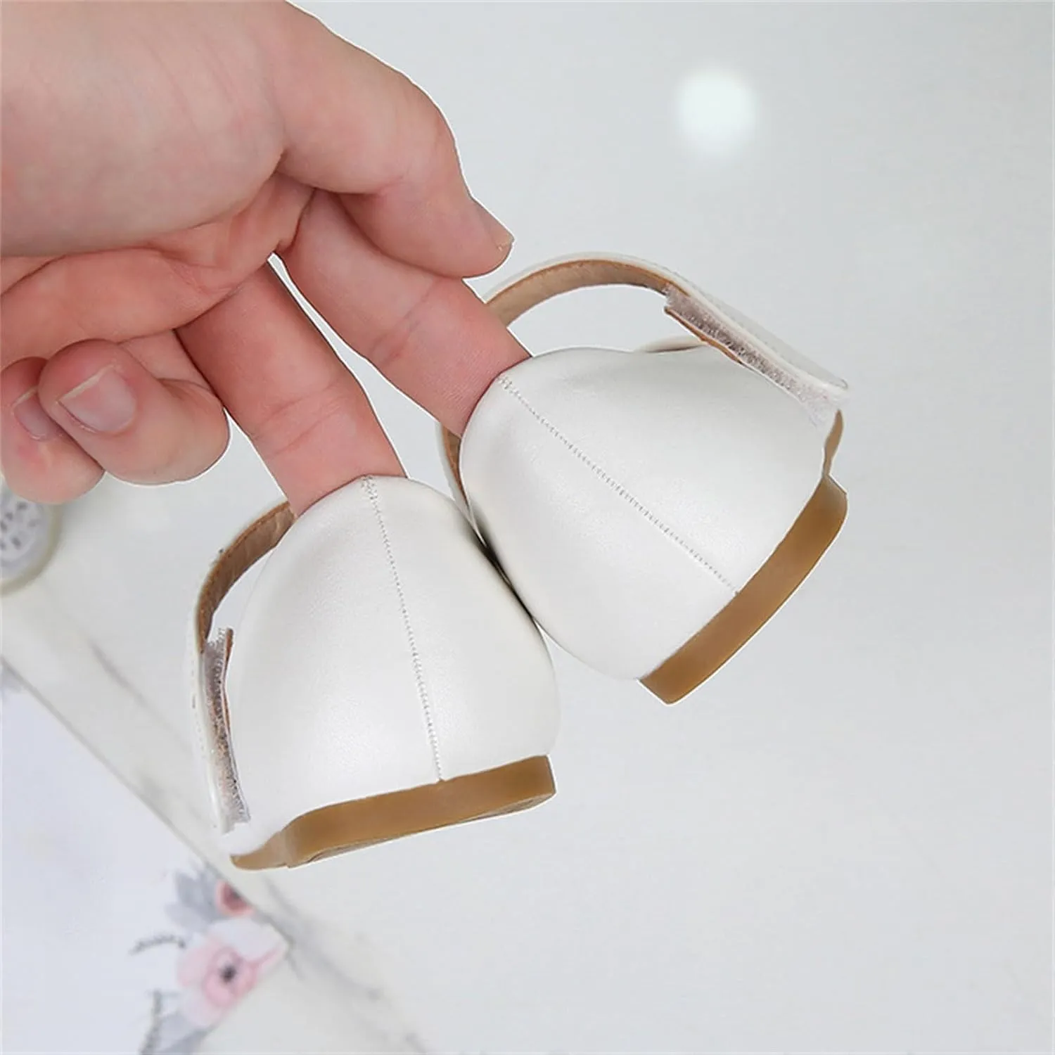 Girls Closed Toe Mary Jane Flat Big Kids School niform Dress Shoes Low Heel Princess Hook and Loop Formal Shoes