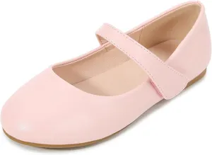 Girls Closed Toe Mary Jane Flat Big Kids School niform Dress Shoes Low Heel Princess Hook and Loop Formal Shoes