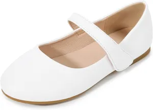 Girls Closed Toe Mary Jane Flat Big Kids School niform Dress Shoes Low Heel Princess Hook and Loop Formal Shoes