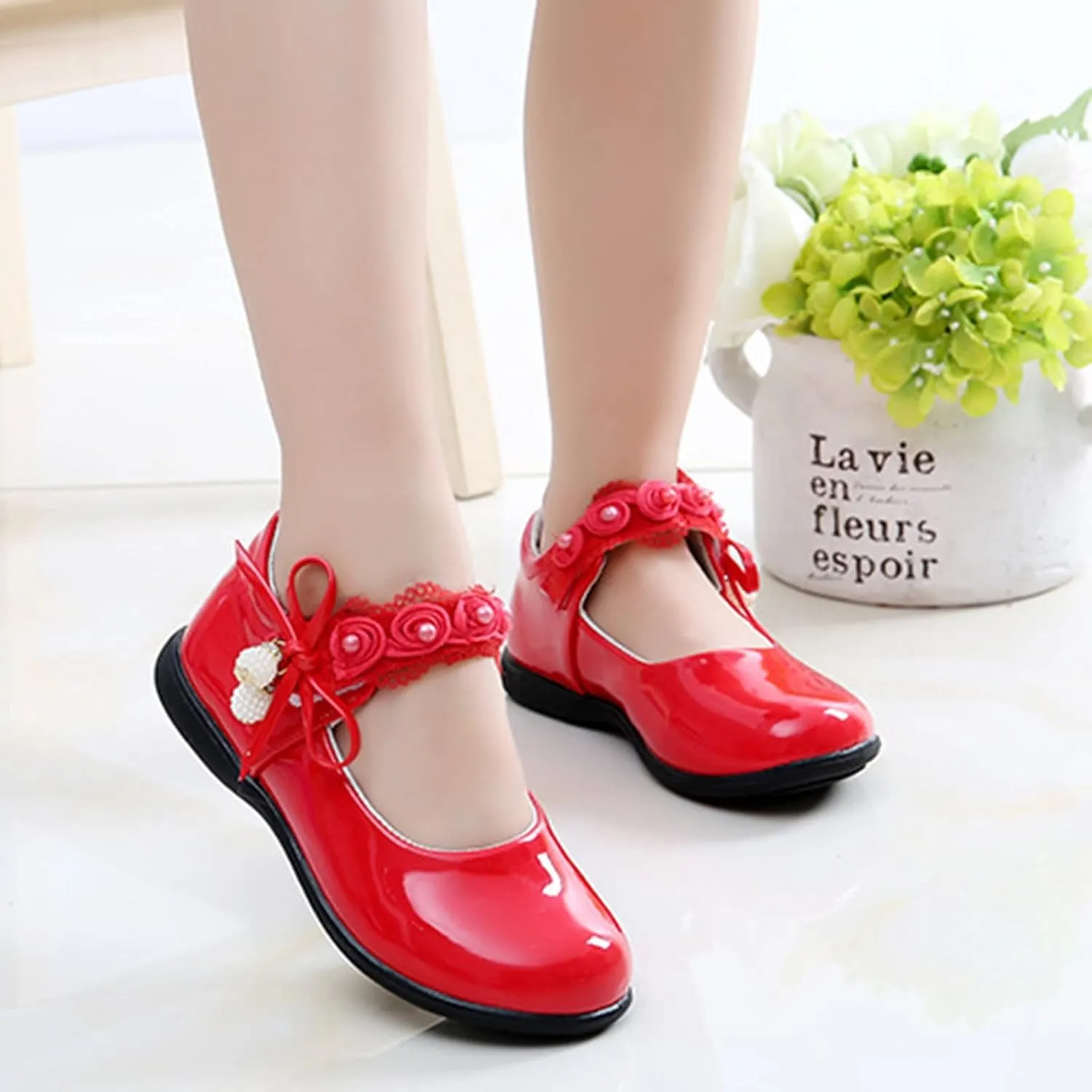 Girls Mary Jane School Uniform Flat Ballet Strap Dress Formal Slip-On Performance Shoes Youth Baby Church Shoes