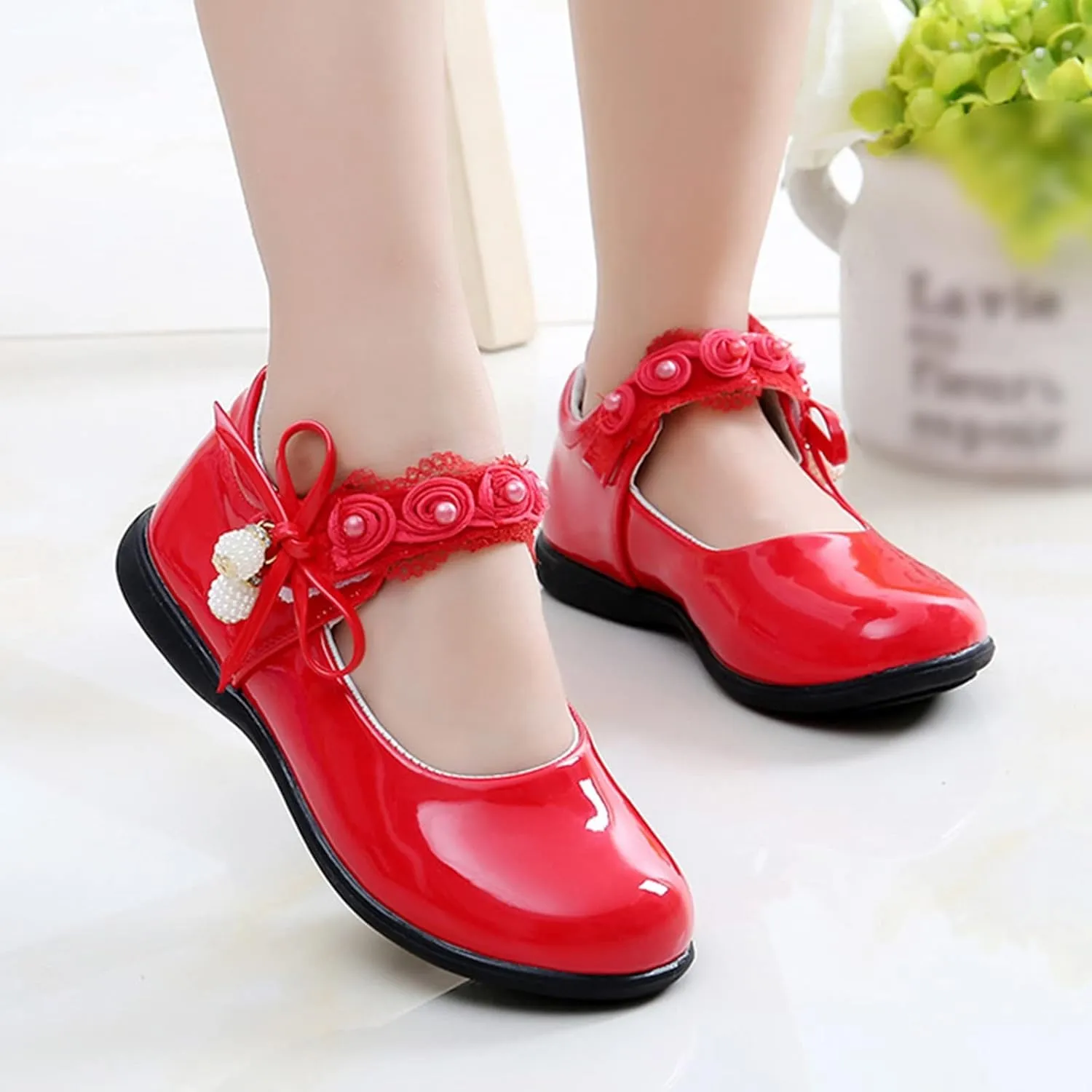Girls Mary Jane School Uniform Flat Ballet Strap Dress Formal Slip-On Performance Shoes Youth Baby Church Shoes