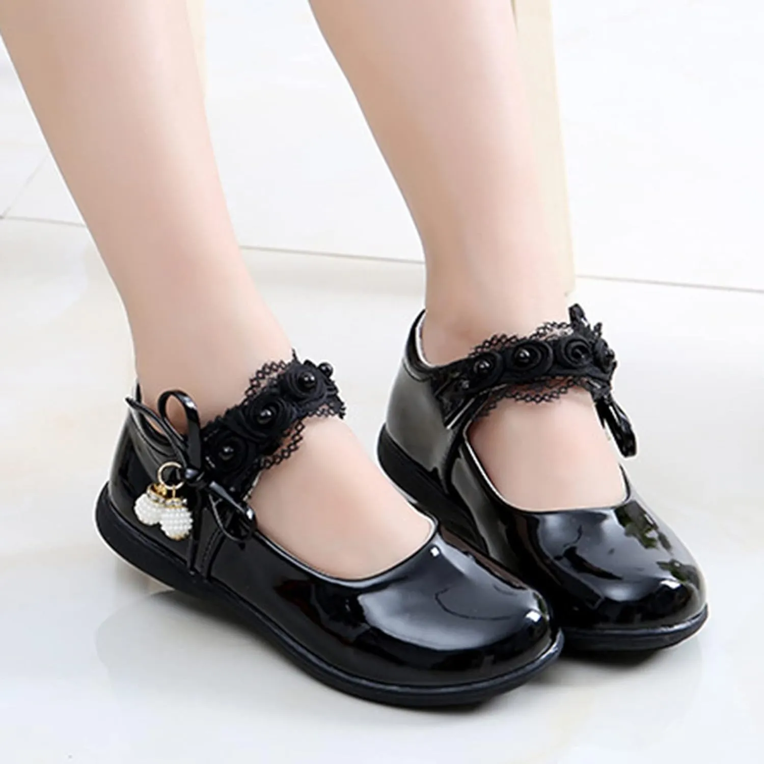 Girls Mary Jane School Uniform Flat Ballet Strap Dress Formal Slip-On Performance Shoes Youth Baby Church Shoes