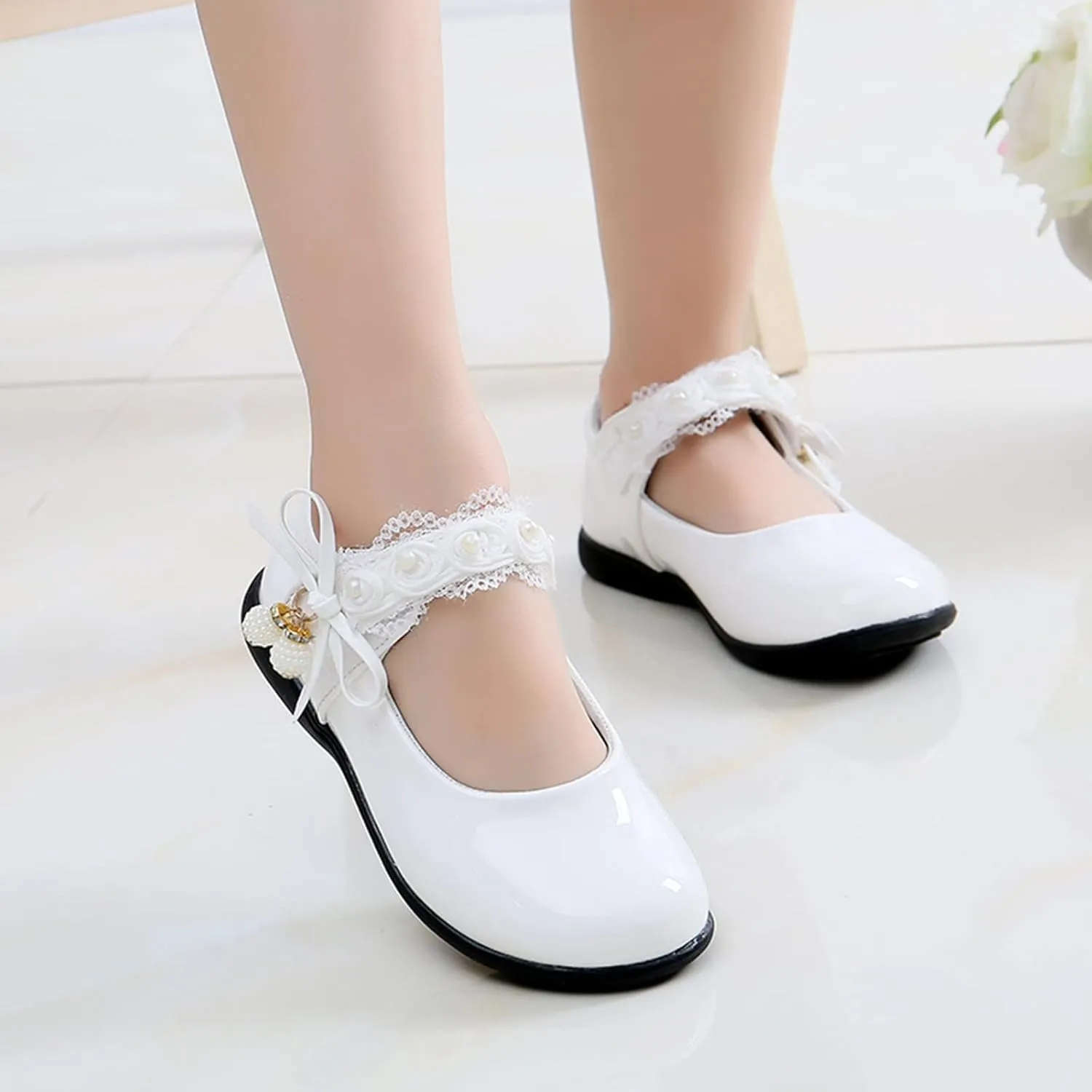 Girls Mary Jane School Uniform Flat Ballet Strap Dress Formal Slip-On Performance Shoes Youth Baby Church Shoes