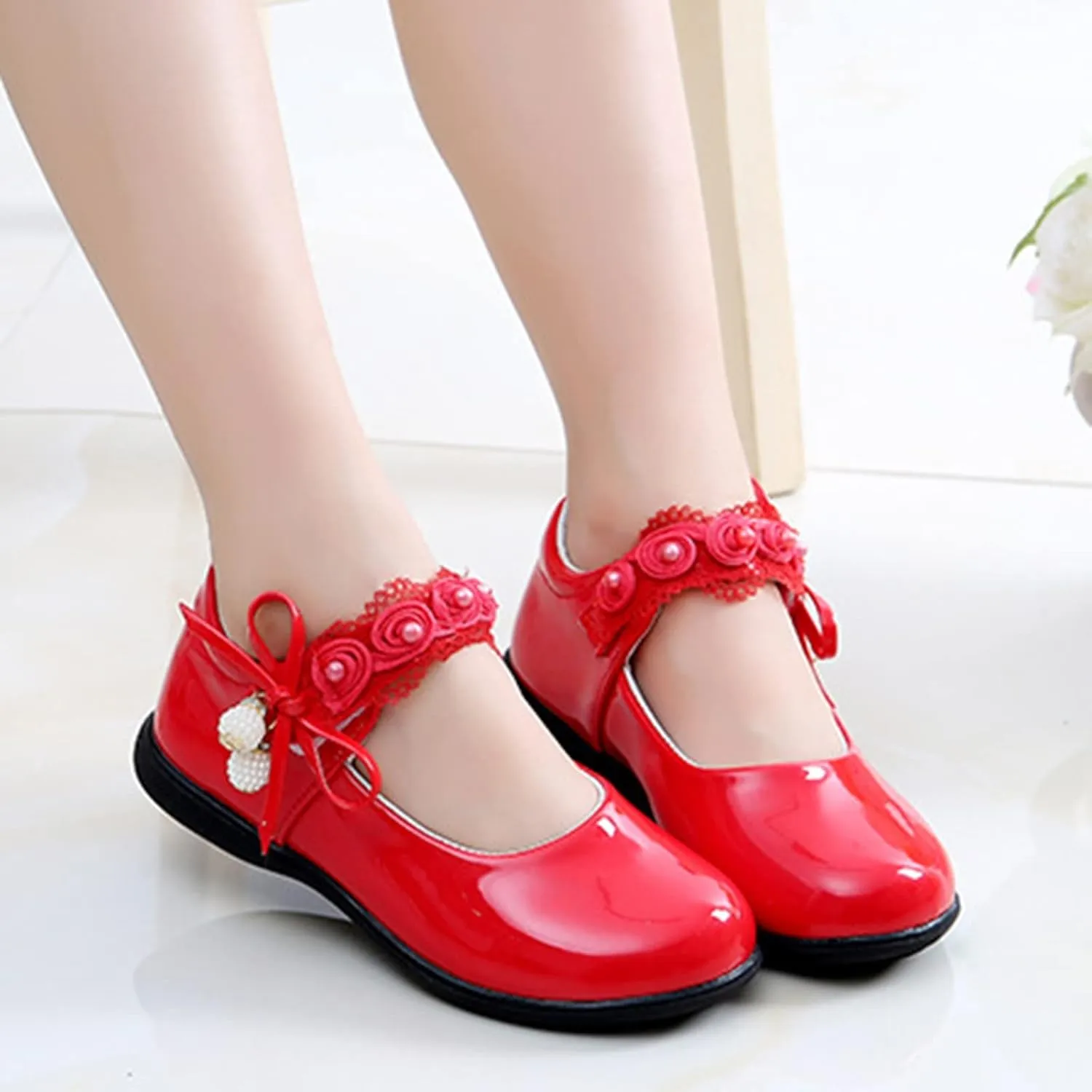 Girls Mary Jane School Uniform Flat Ballet Strap Dress Formal Slip-On Performance Shoes Youth Baby Church Shoes