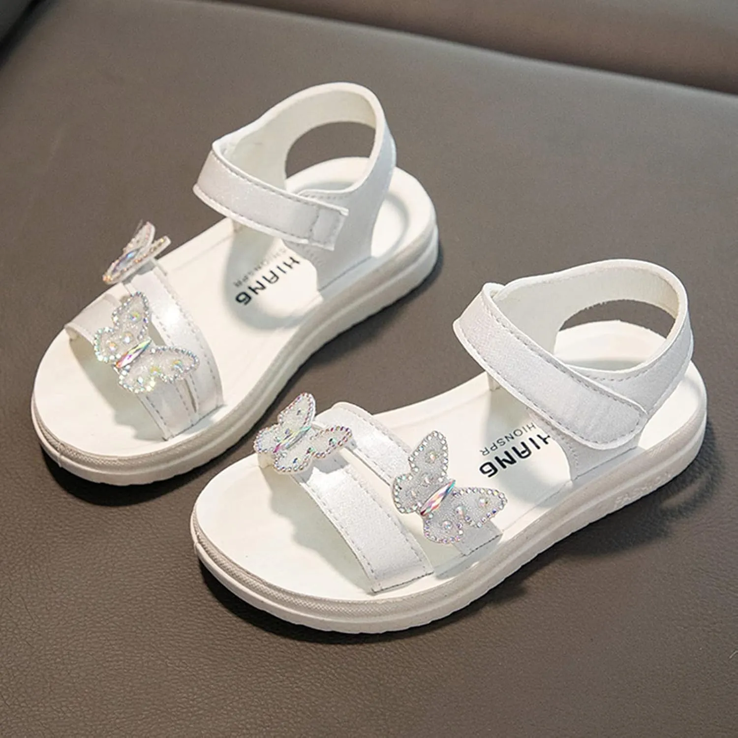 Girls Strappy Summer Sandals Open-Toe Fashion Cute Dress Sandals for Little Girls Kids Beach Shoes Princess Sandals (White, 3.5-4 Years Toddler)
