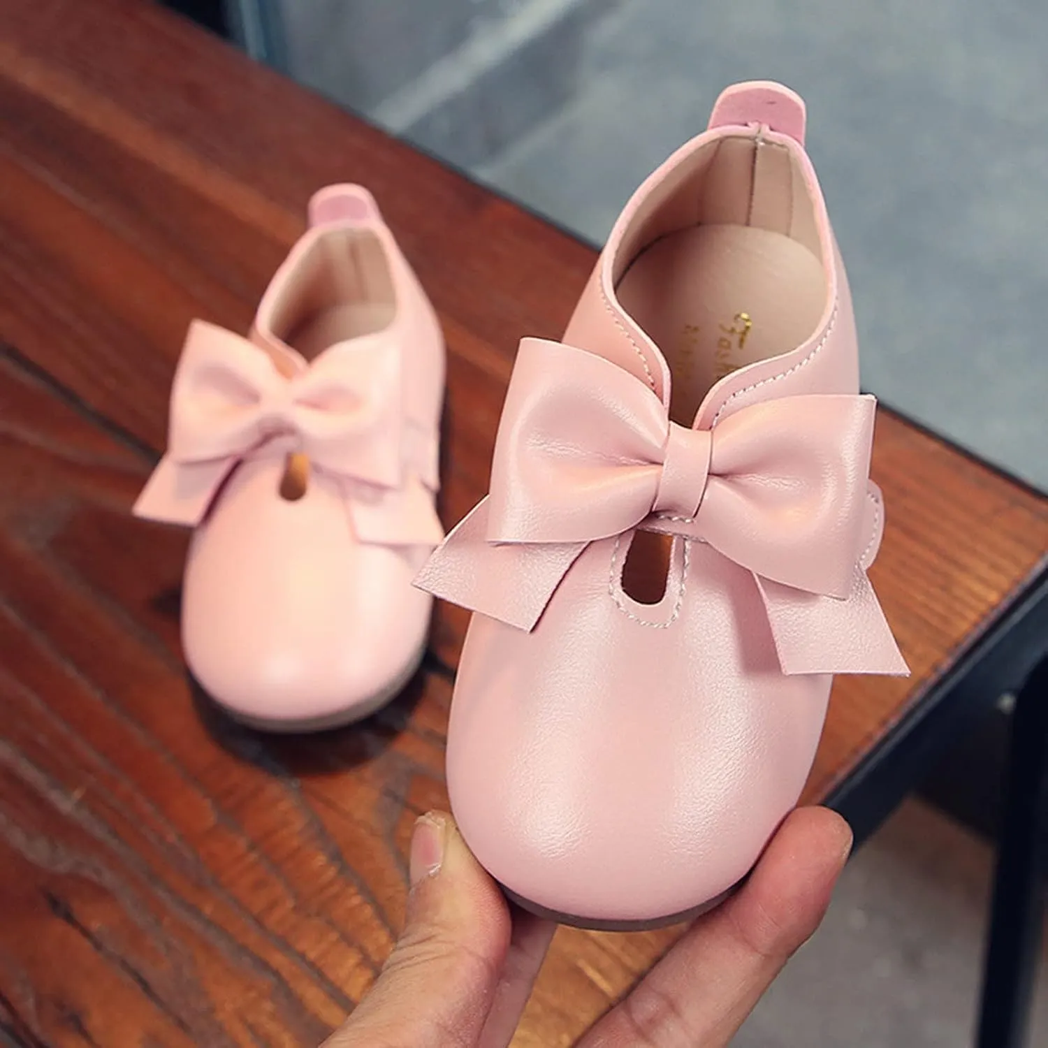 Glittery Boots for Girls Fashion Autumn Girls Casual Shoes Flat Light Hook Loop Solid Color Bow Simple Kid Rain Shoes