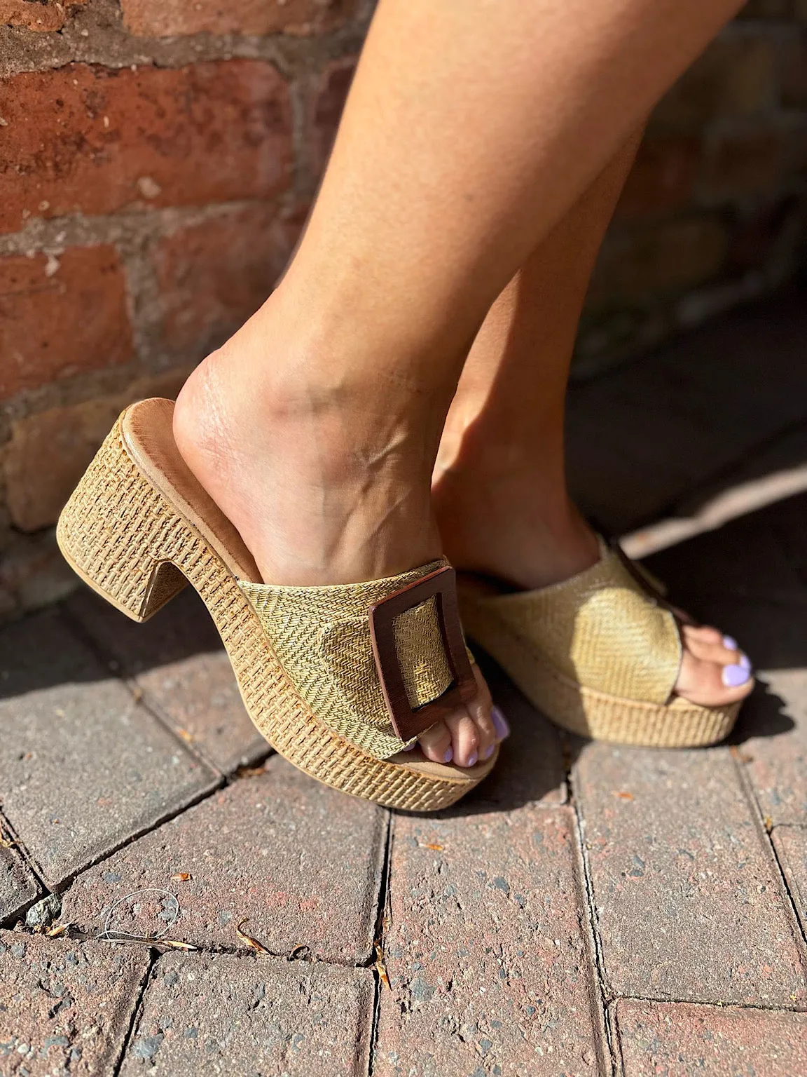Gold Buckle Clog Sandals