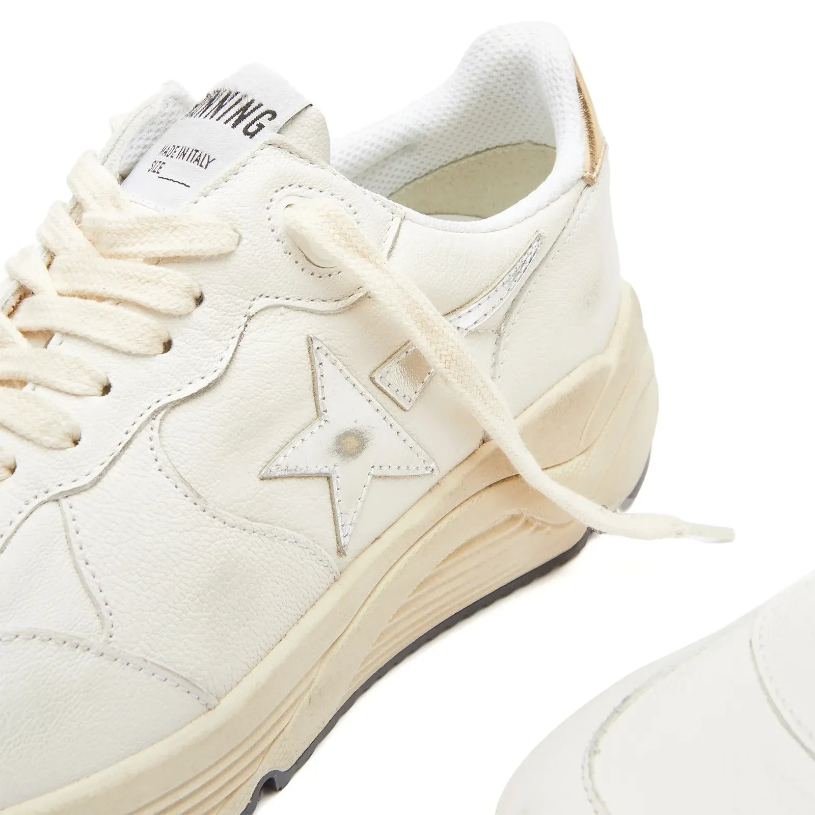 Golden Goose Running Dad Leather Sneakers, beige