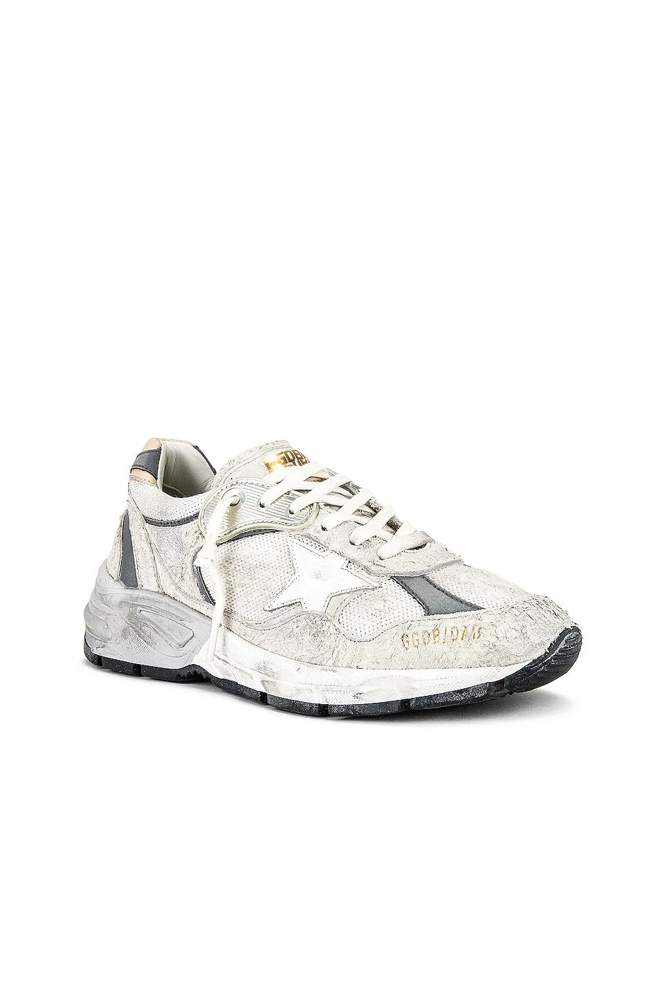 Golden Goose Running Dad Sneakers, White & Silver