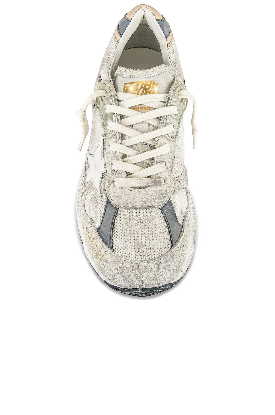 Golden Goose Running Dad Sneakers, White & Silver