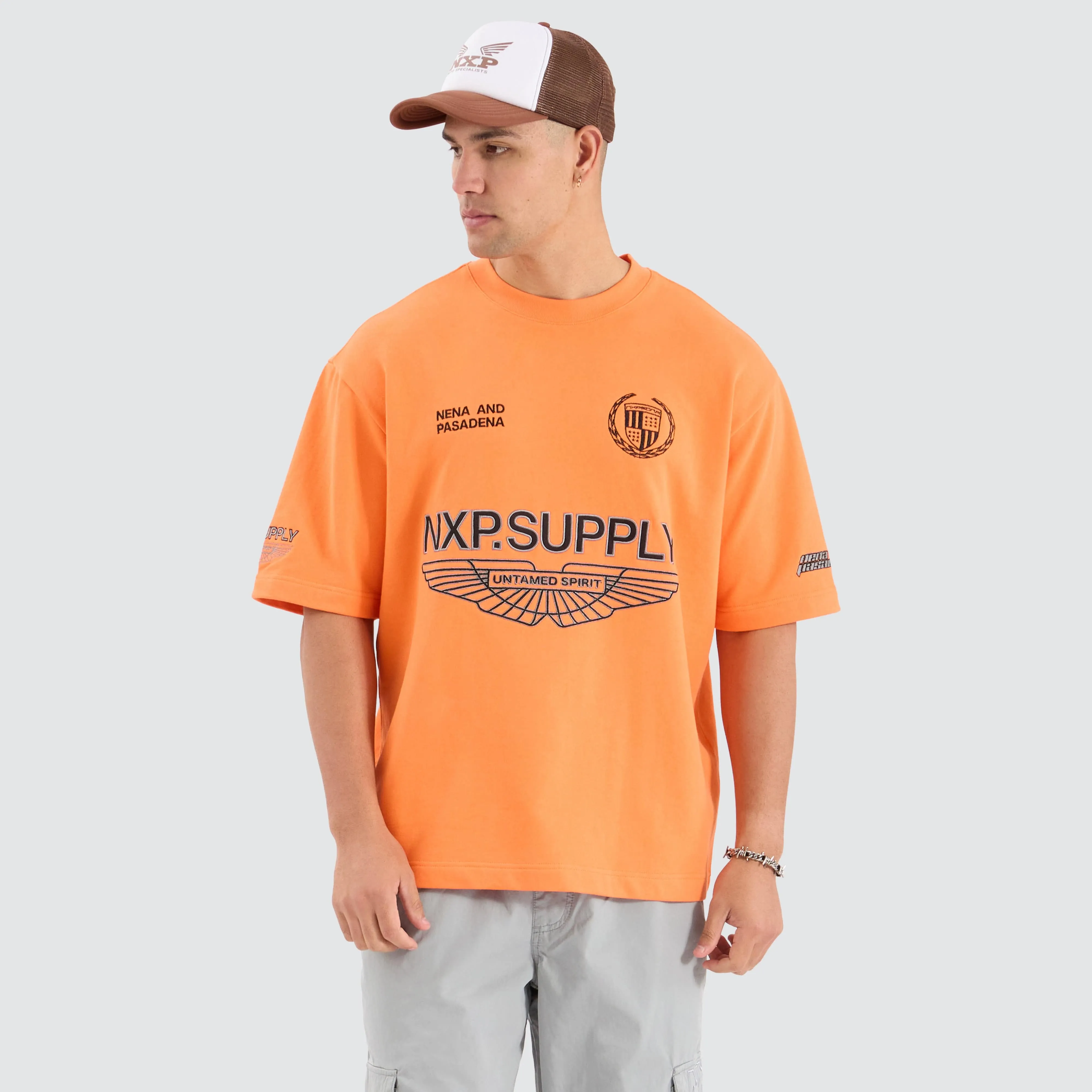 Golden Heavy Oversized Loopback Tee Orange