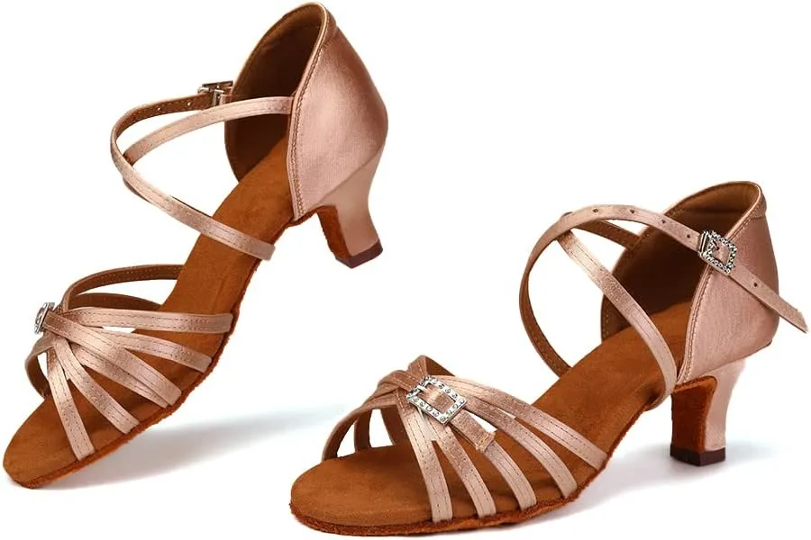 HROYL Women Latin Dance Shoes Professional Practice Performance Ballroom Salsa Dance Shoes