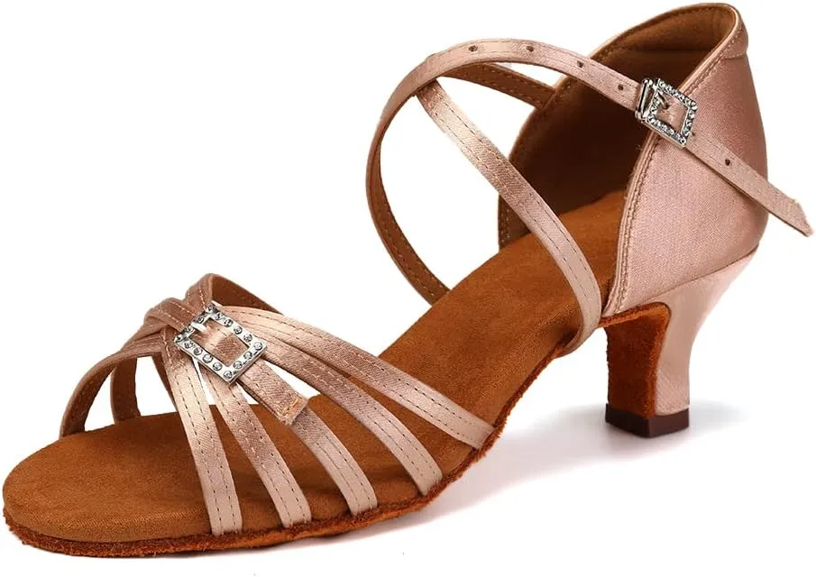 HROYL Women Latin Dance Shoes Professional Practice Performance Ballroom Salsa Dance Shoes