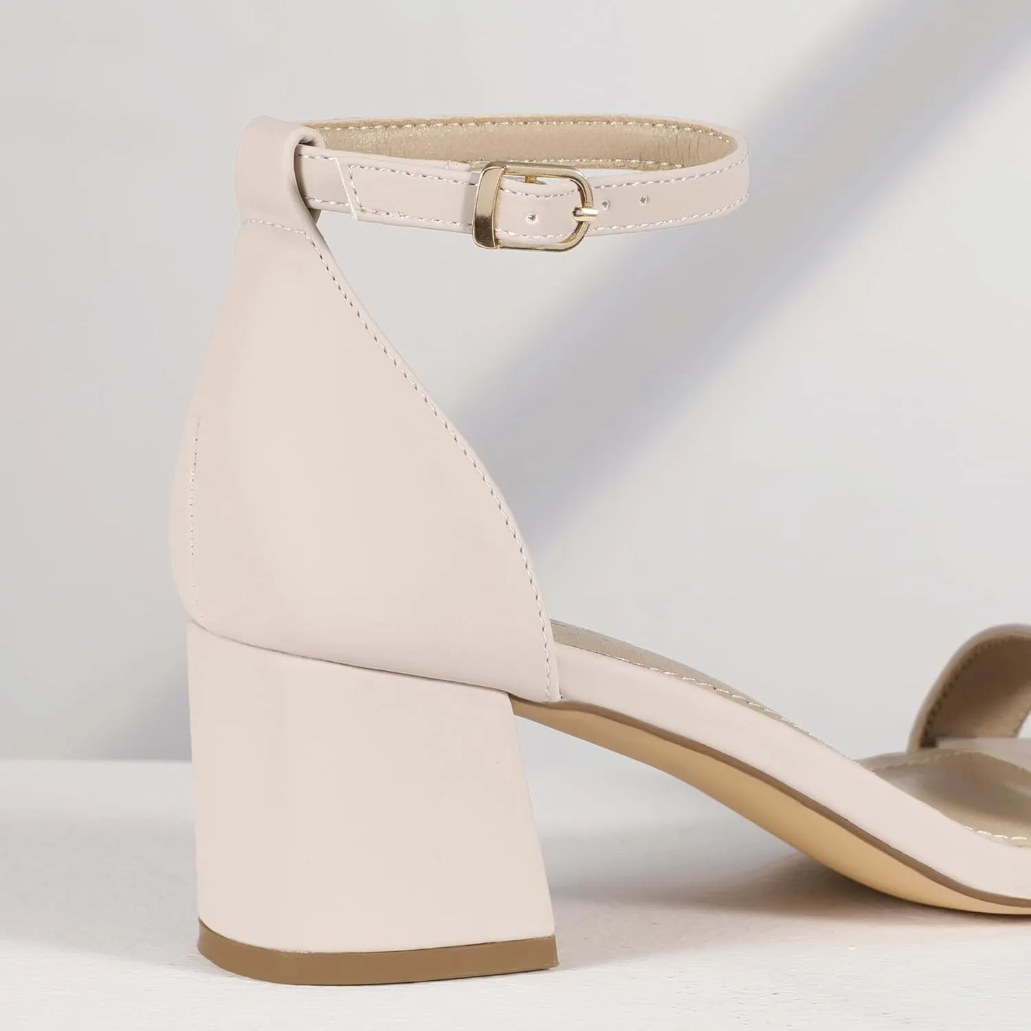 IDIFU IN2 Chunky Block Low Heels Square Open Toe Ankle Strap Short Heeled Sandals Wedding Bride Bridal Ladies Summer Prom Dress Shoes for Women Dressy Comfortable Formal Cute Trendy Small Thick Heels