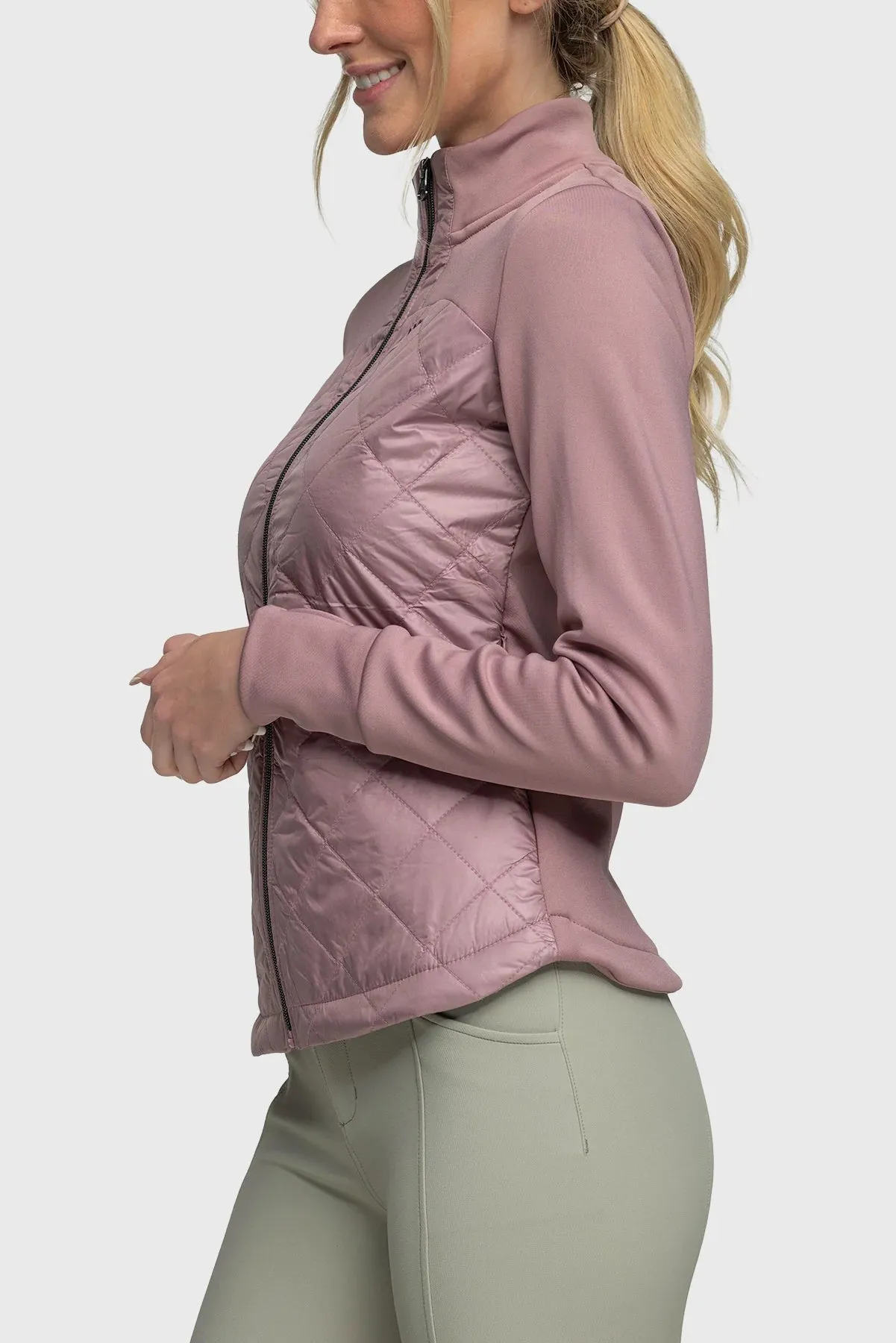 Kastel Quilted Front Dusty Mauve Full Zip Jacket