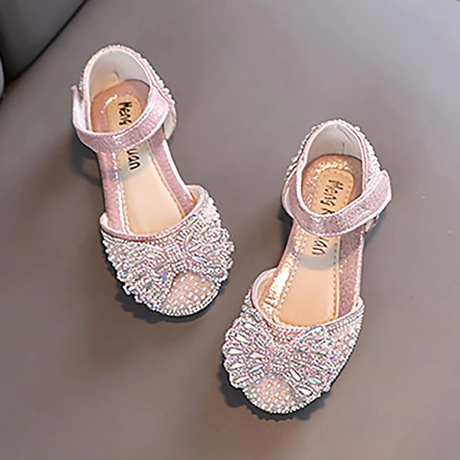 Kids Rain Boots for Girls Girls Dance Shoes Princess Dress Performance Shoes Pearl Bow Hook Loop Elegant Comfortable
