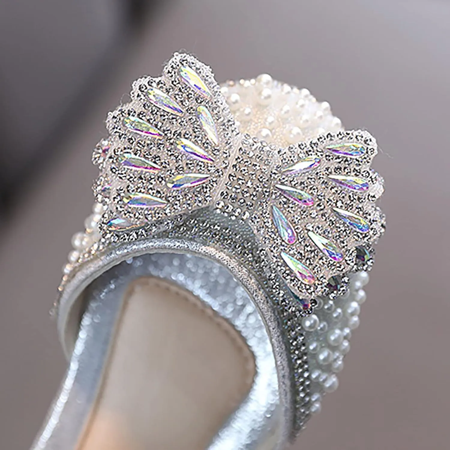 Kids Rain Boots for Girls Girls Dance Shoes Princess Dress Performance Shoes Pearl Bow Hook Loop Elegant Comfortable