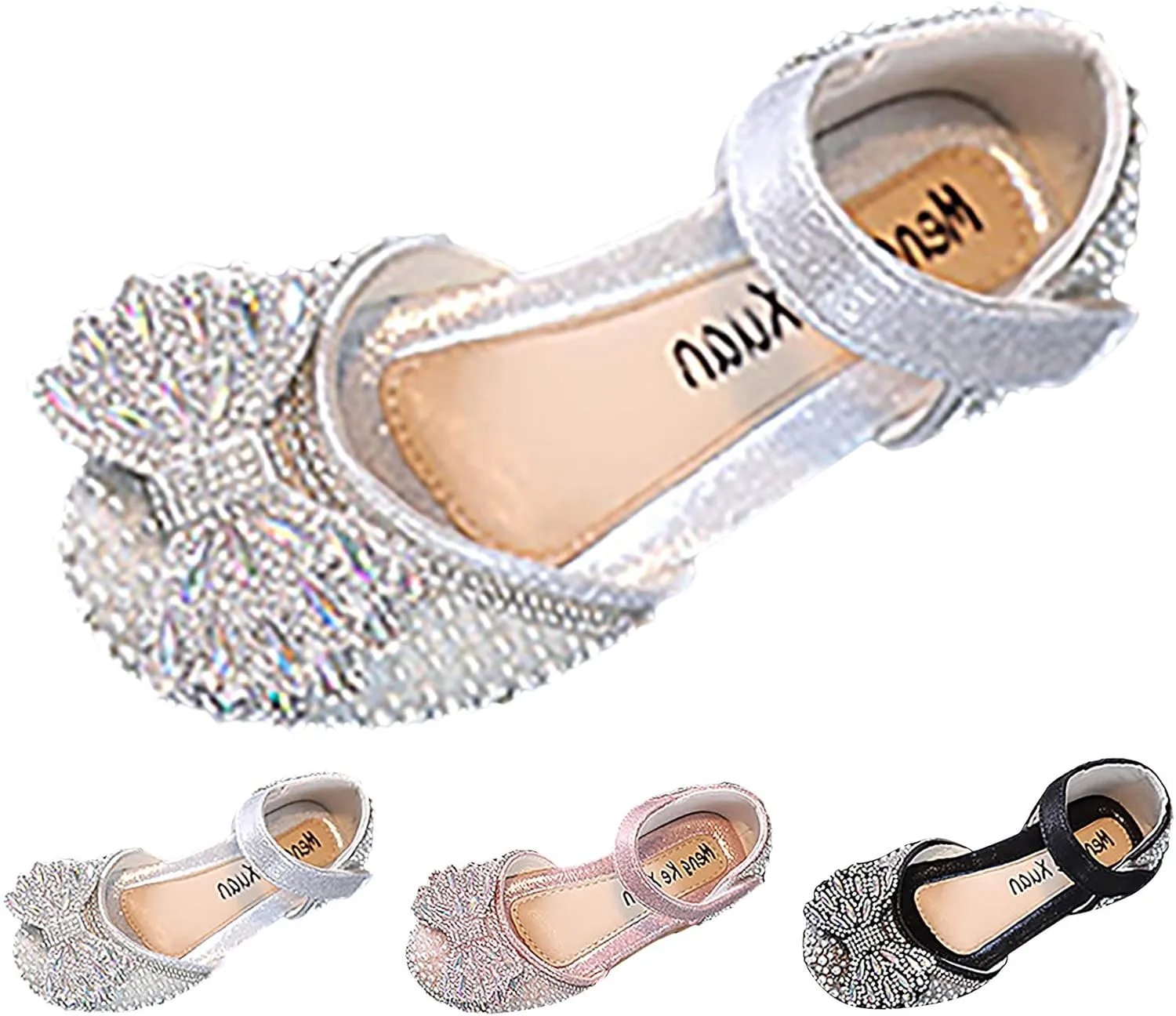 Kids Rain Boots for Girls Girls Dance Shoes Princess Dress Performance Shoes Pearl Bow Hook Loop Elegant Comfortable