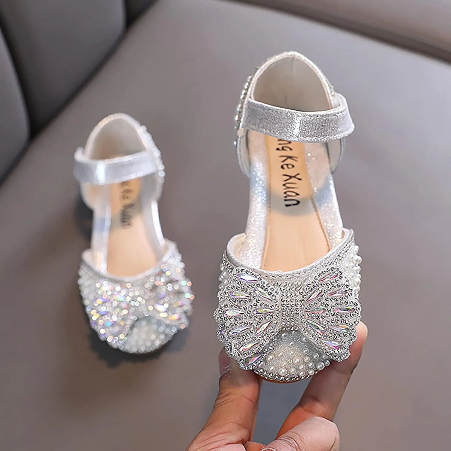 Kids Rain Boots for Girls Girls Dance Shoes Princess Dress Performance Shoes Pearl Bow Hook Loop Elegant Comfortable