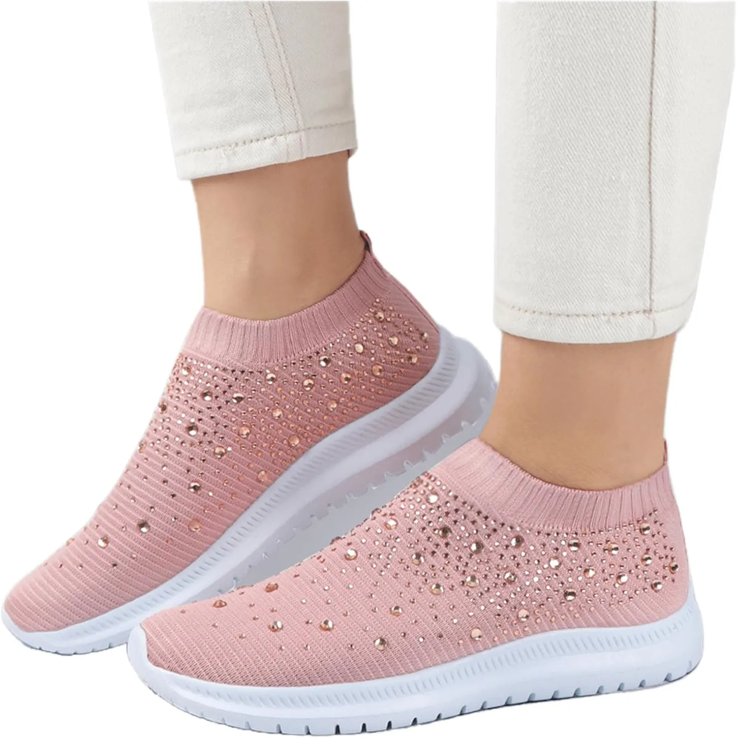 Lausiuoe Running Shoes For Women Arch Support Athletic Walking Shoes Slip On Casual Comfortable Tennis Fashion Sneakers