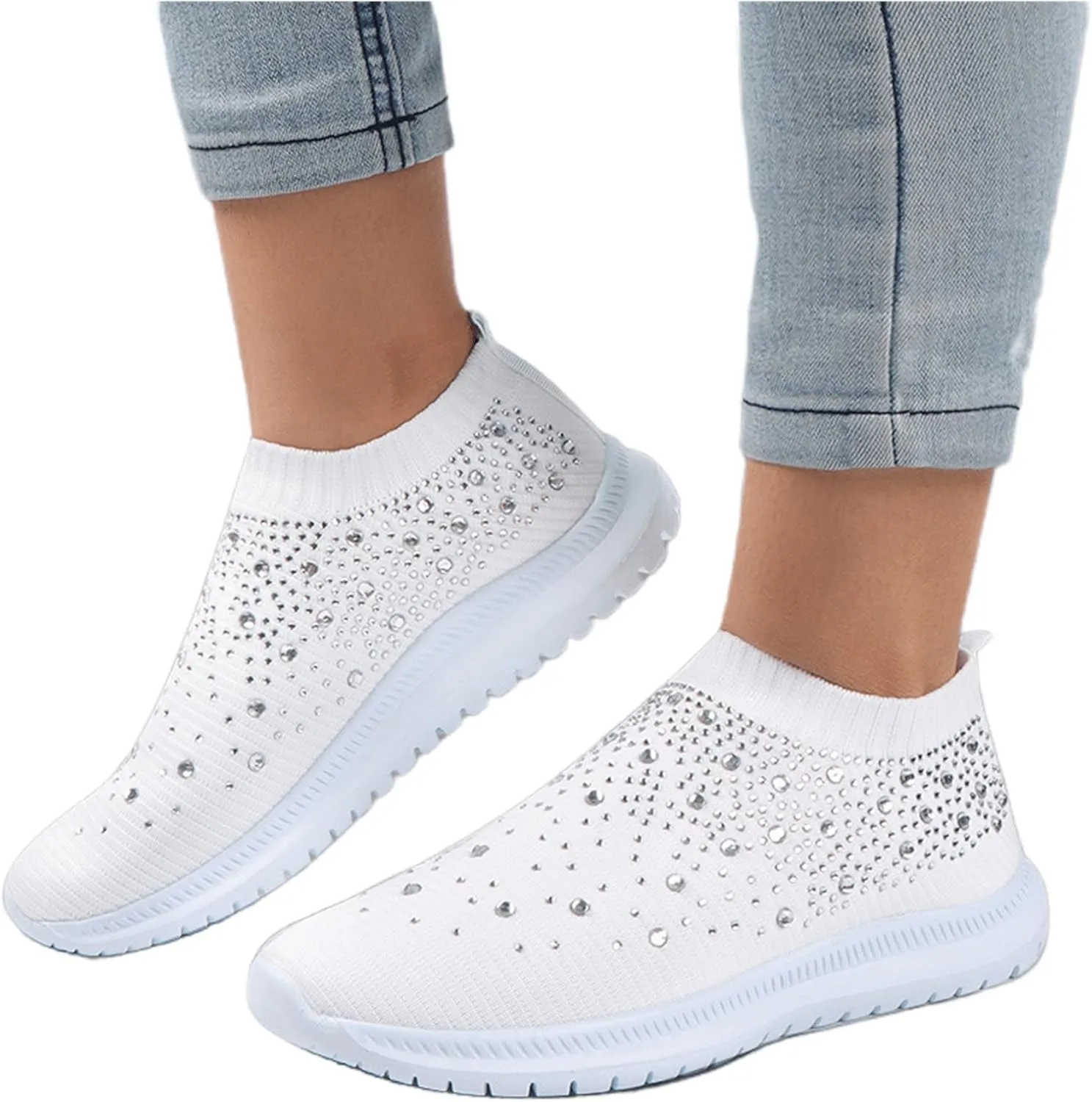 Lausiuoe Running Shoes For Women Arch Support Slip On Walking Shoes Non Slip Breathable Workout Tennis Shoes Sneakers