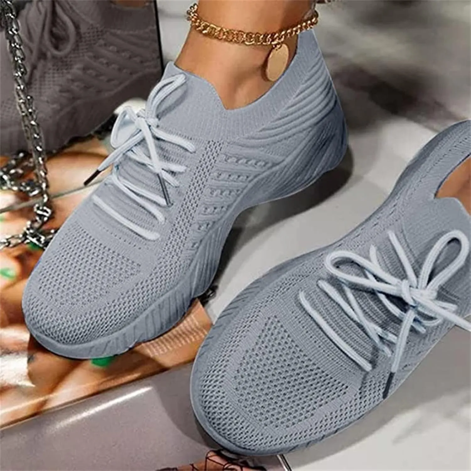 Lausiuoe Running Shoes For Women Arch Support Slip-on Walking Shoes Slip Resistant Breathable Workout Fashion Sneakers