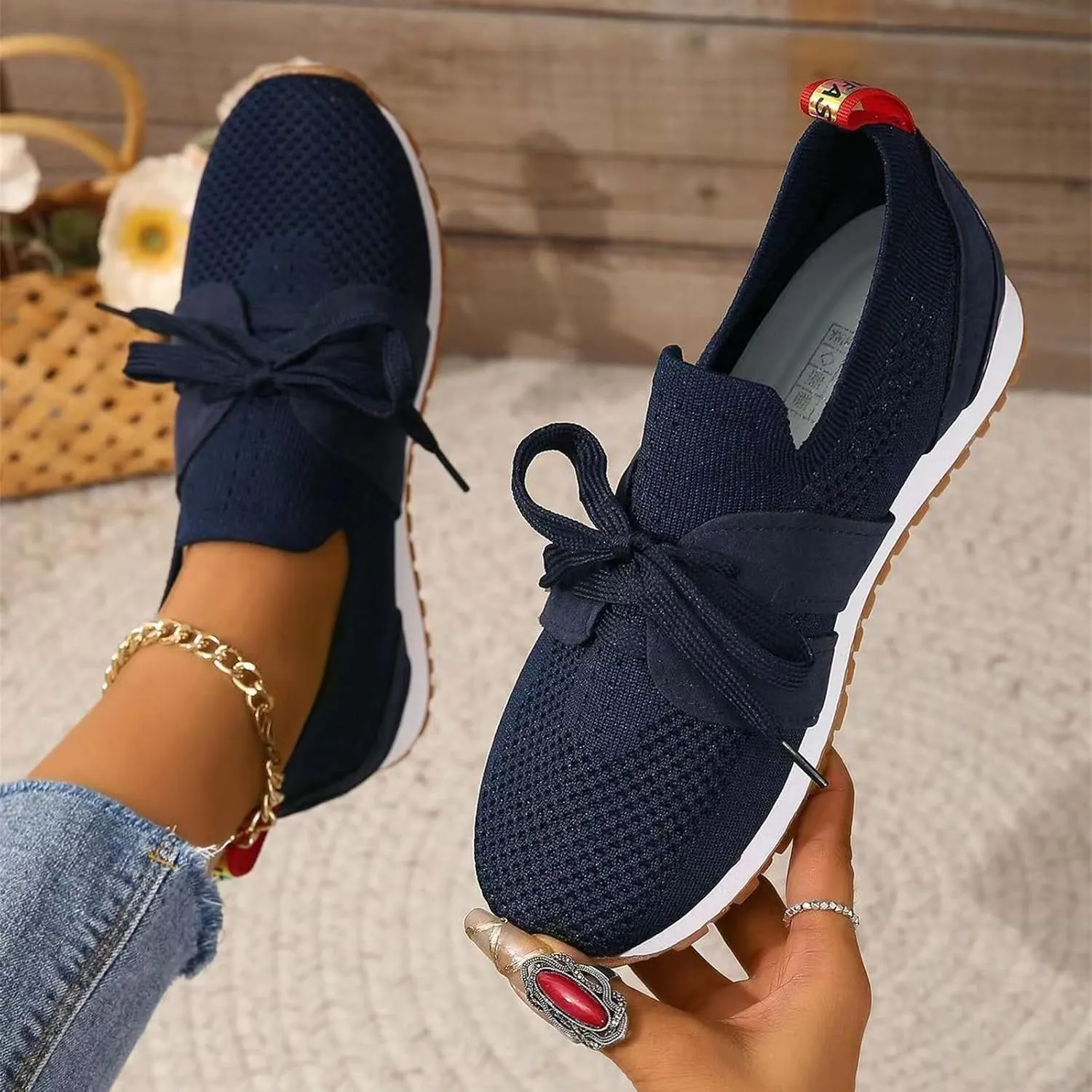 Lausiuoe Slip On Sneakers Women Arch Support Walking Shoes Breathable Upper Gym Workout Nurse Restaurant Fashion Sneake