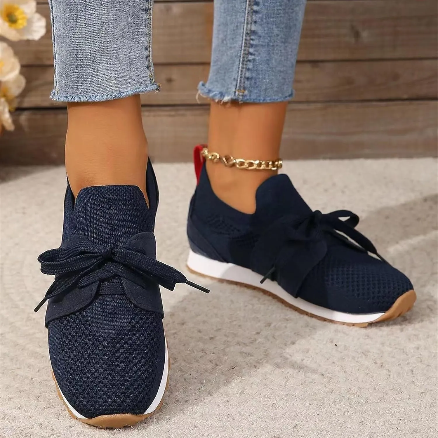 Lausiuoe Slip On Sneakers Women Arch Support Walking Shoes Breathable Upper Gym Workout Nurse Restaurant Fashion Sneake