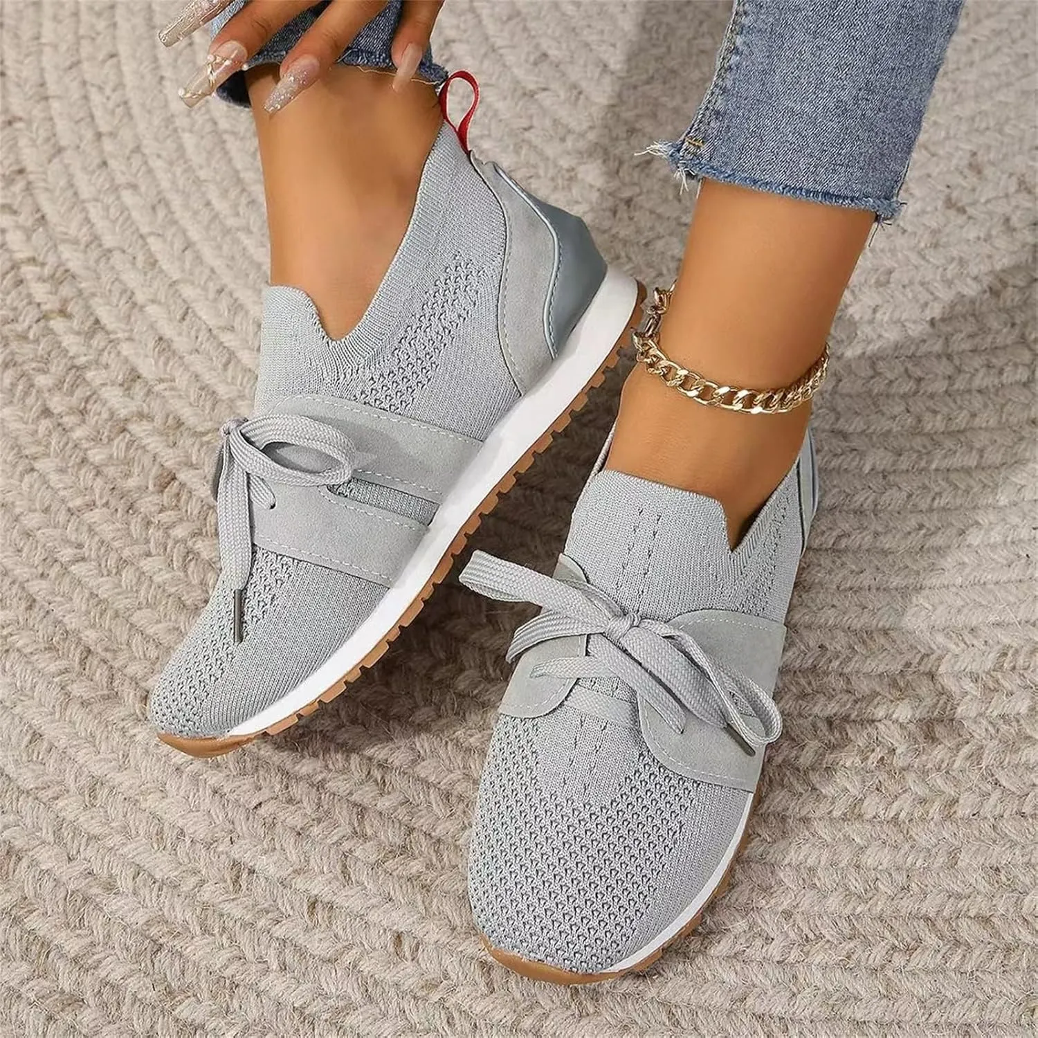 Lausiuoe Slip On Sneakers Women Arch Support Walking Shoes Comfort Light Weight Mesh Tennis Running Gym Fashion Sneakers 2025