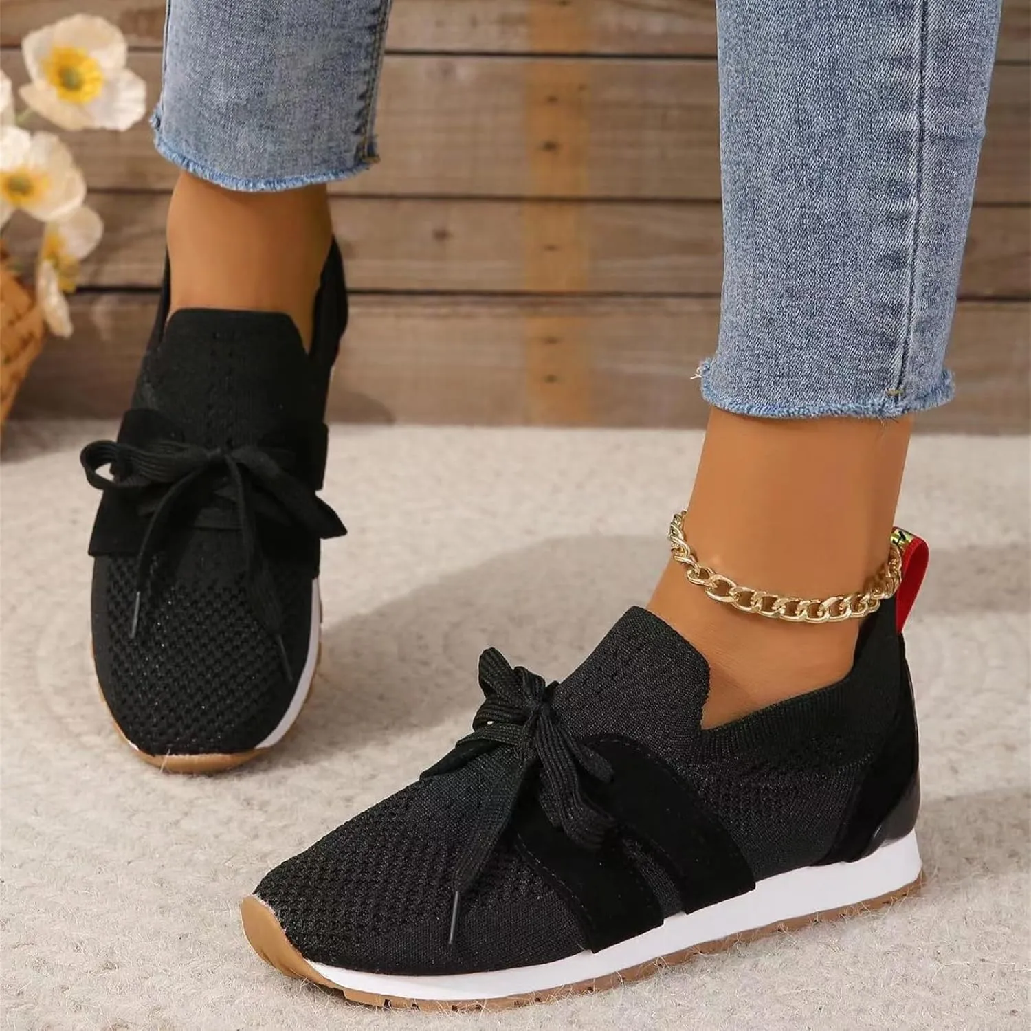 Lausiuoe Slip On Sneakers Women Arch Support Walking Tennis Shoes Memory Foam Casual Sneakers Gym Comfortable Running Shoes