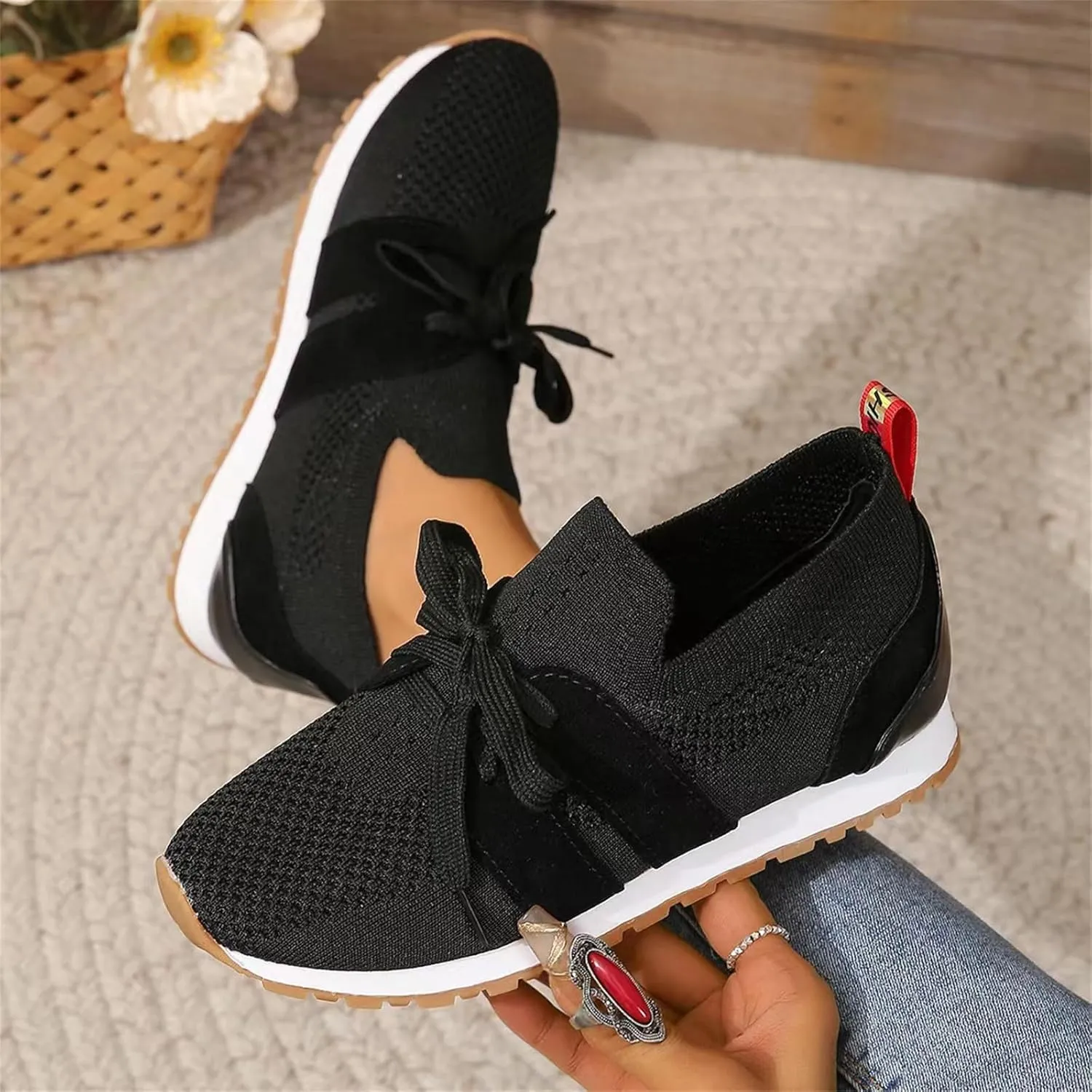 Lausiuoe Slip On Sneakers Women Arch Support Walking Tennis Shoes Memory Foam Casual Sneakers Gym Comfortable Running Shoes