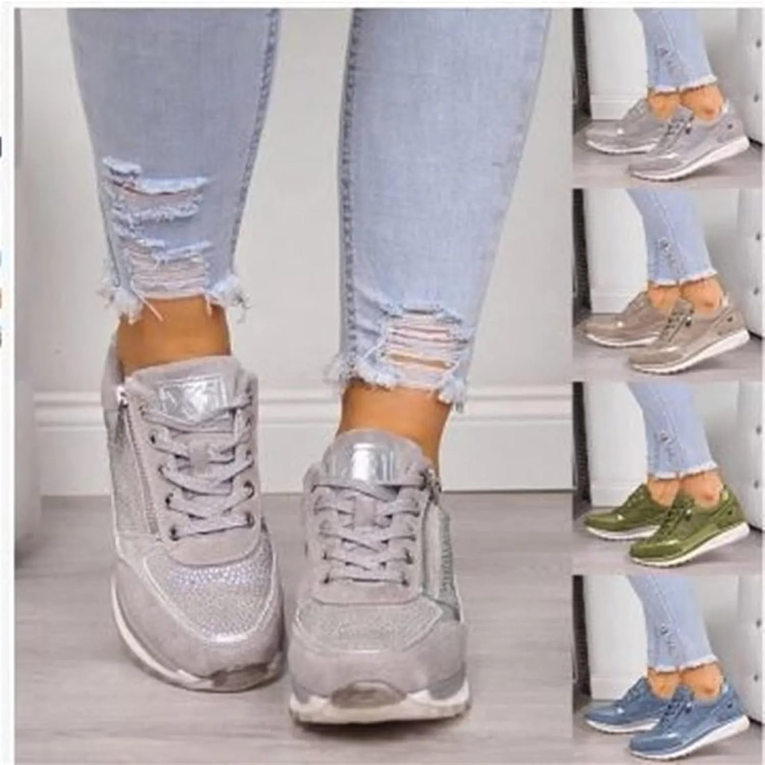 Lausiuoe Sneakers For Women Walking Shoes Comfortable Fashion Lightweight Casual Mesh Slip On Sneakers for Running Gym