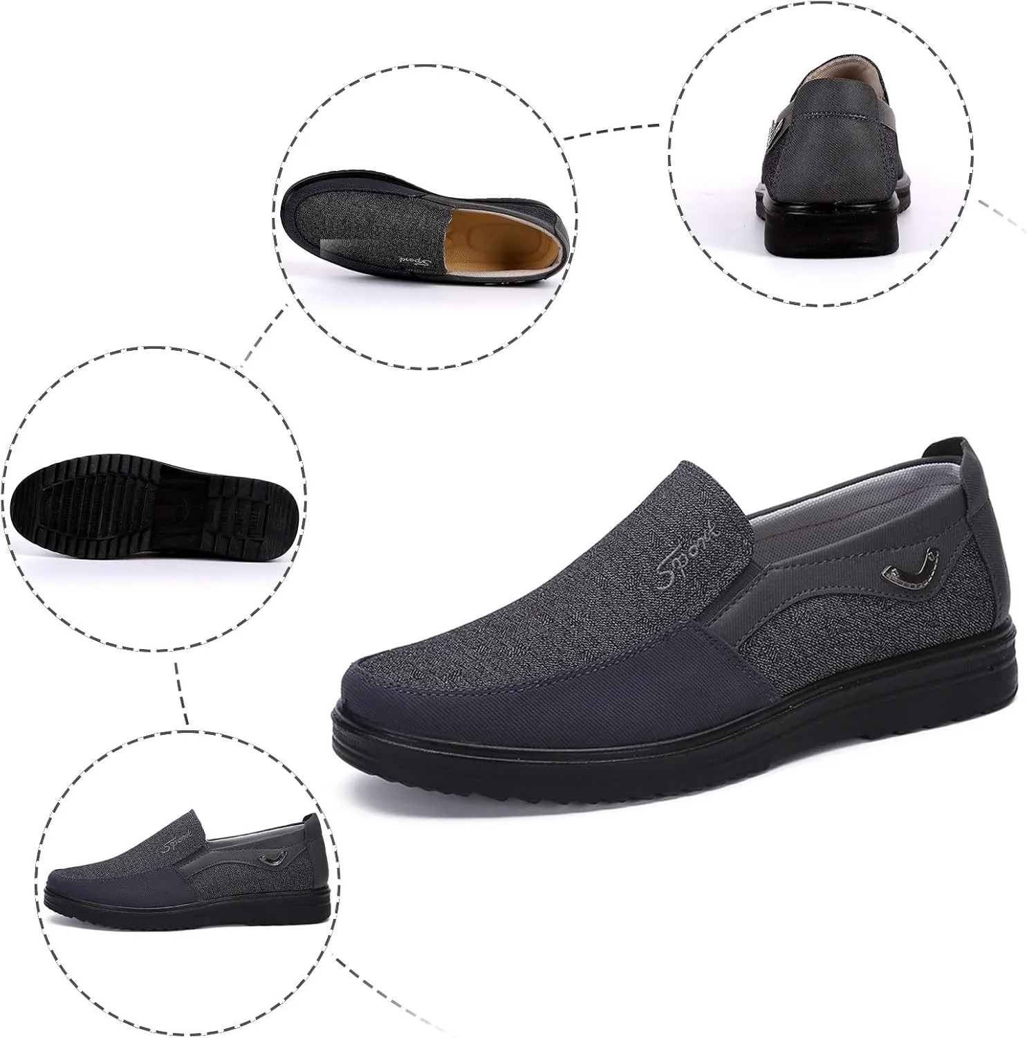 Men Slip on Walking Shoes Comfy Knitted Loafers Memory Foam Breathable Fashion Sneakers Non Slip Arch Support Vacation Athletic Running Shoes