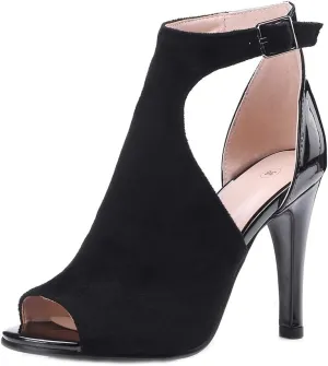 MIOKE Women's Sexy Stiletto High Heel Sandals T-strap Peep Toe Cutout Ankle Strap Party Dress Pump Shoes