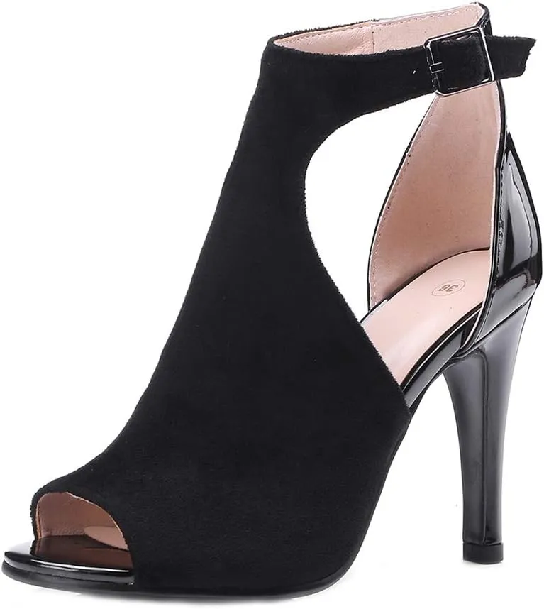 MIOKE Women's Sexy Stiletto High Heel Sandals T-strap Peep Toe Cutout Ankle Strap Party Dress Pump Shoes