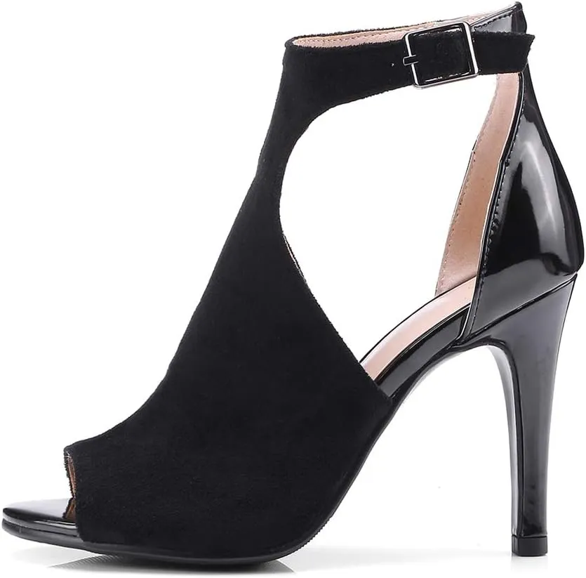 MIOKE Women's Sexy Stiletto High Heel Sandals T-strap Peep Toe Cutout Ankle Strap Party Dress Pump Shoes