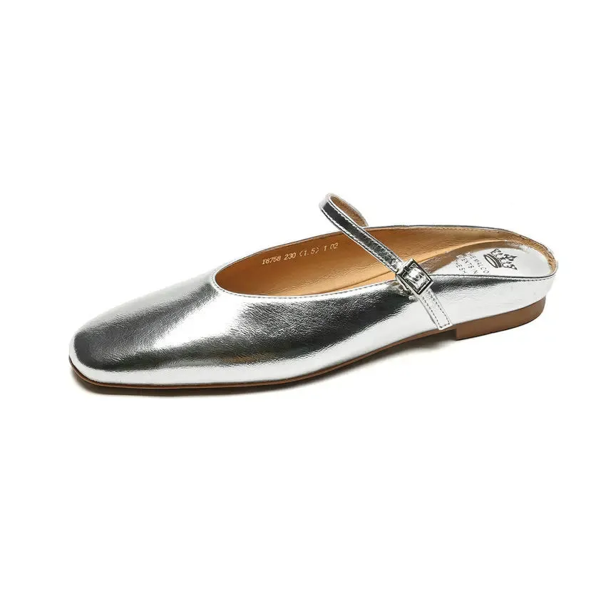 QUTAA 2024 Genuine Leather Slippers Summer Flat Heels Women Sandals Elegant Party Prom Shoes Woman Office Lady Size 34-43