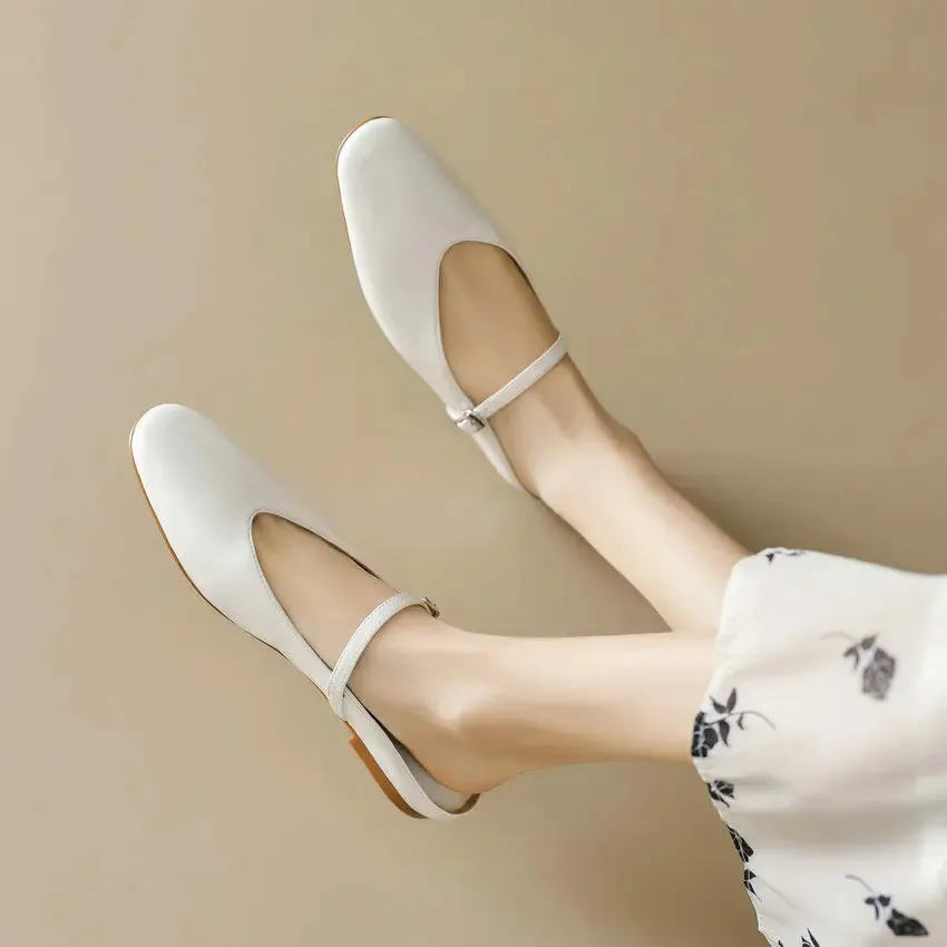 QUTAA 2024 Genuine Leather Slippers Summer Flat Heels Women Sandals Elegant Party Prom Shoes Woman Office Lady Size 34-43