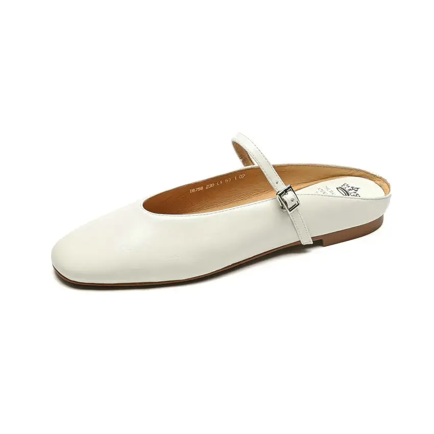 QUTAA 2024 Genuine Leather Slippers Summer Flat Heels Women Sandals Elegant Party Prom Shoes Woman Office Lady Size 34-43