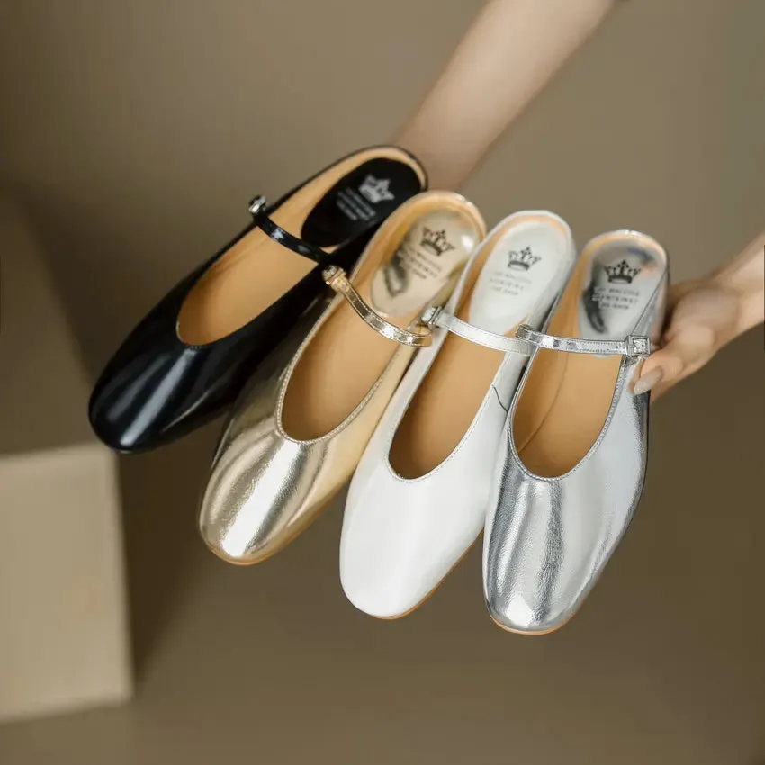 QUTAA 2024 Genuine Leather Slippers Summer Flat Heels Women Sandals Elegant Party Prom Shoes Woman Office Lady Size 34-43
