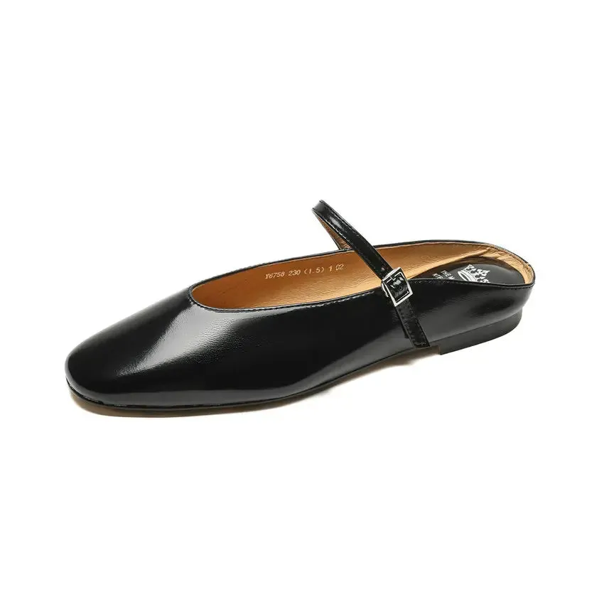 QUTAA 2024 Genuine Leather Slippers Summer Flat Heels Women Sandals Elegant Party Prom Shoes Woman Office Lady Size 34-43