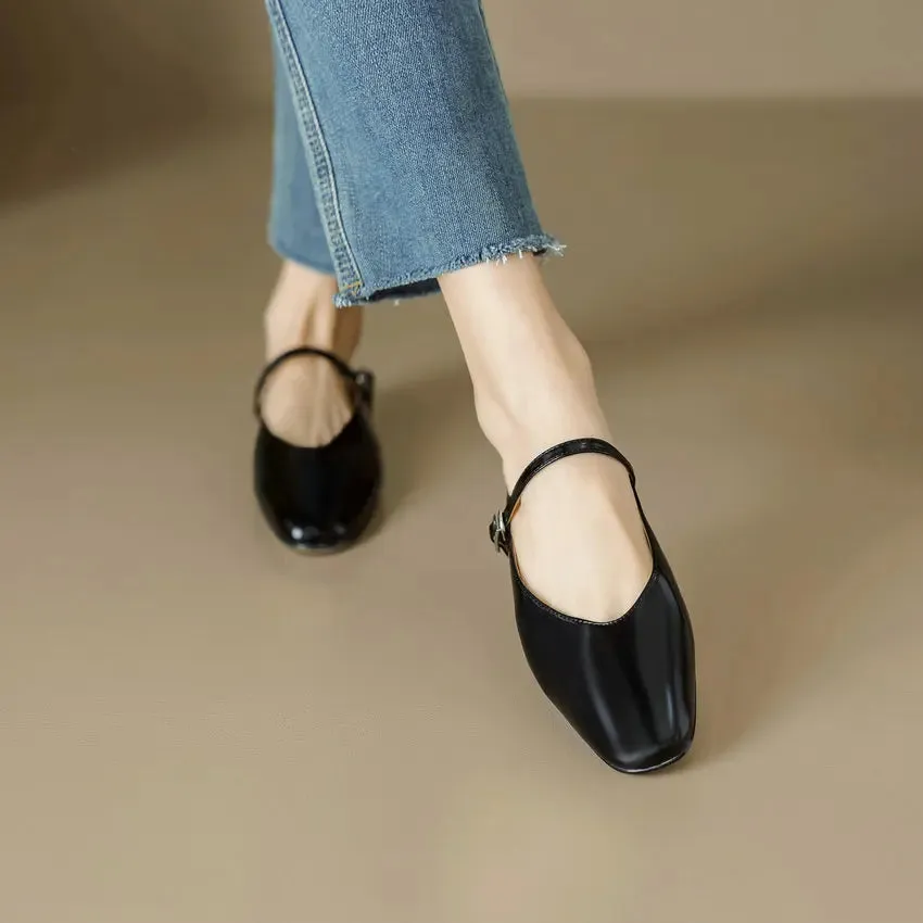QUTAA 2024 Genuine Leather Slippers Summer Flat Heels Women Sandals Elegant Party Prom Shoes Woman Office Lady Size 34-43