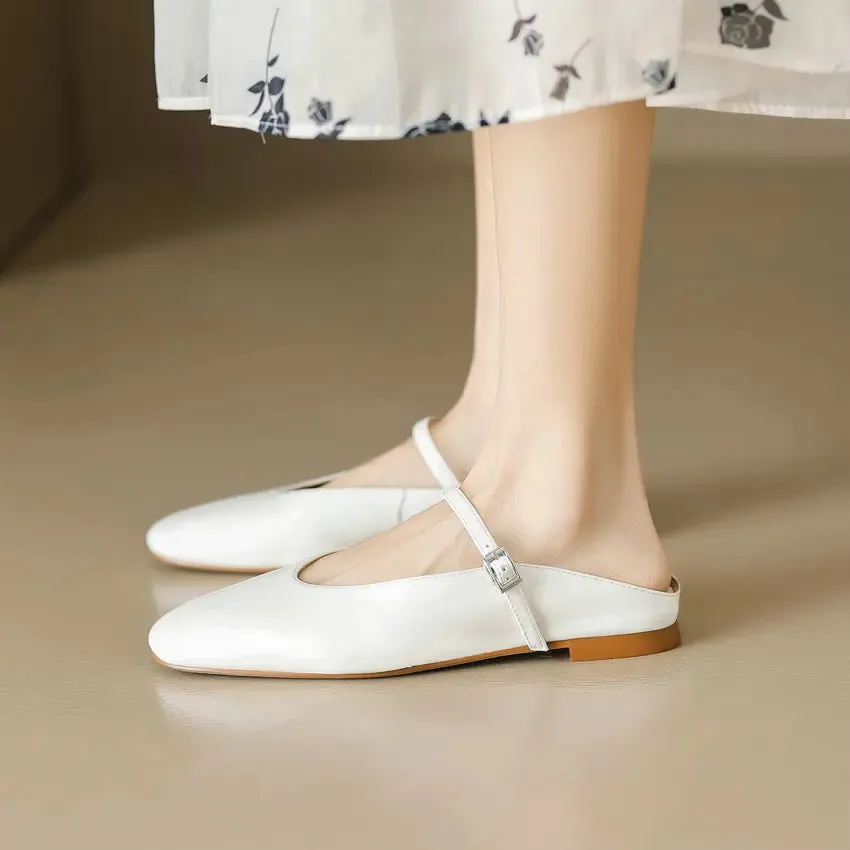 QUTAA 2024 Genuine Leather Slippers Summer Flat Heels Women Sandals Elegant Party Prom Shoes Woman Office Lady Size 34-43
