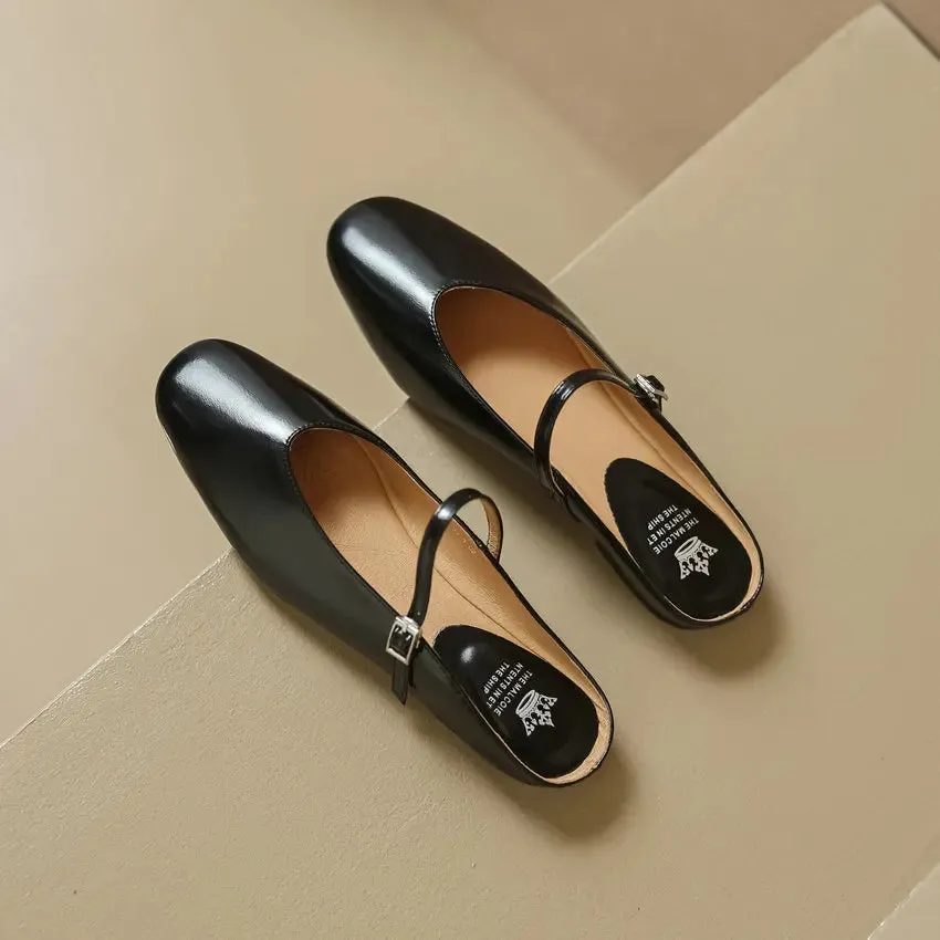 QUTAA 2024 Genuine Leather Slippers Summer Flat Heels Women Sandals Elegant Party Prom Shoes Woman Office Lady Size 34-43