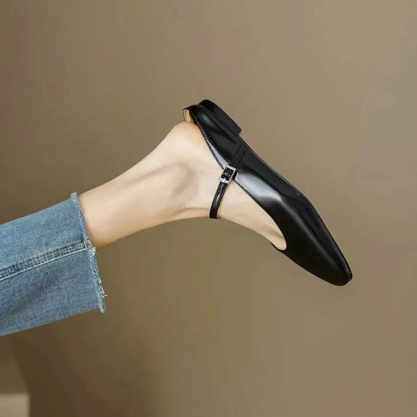 QUTAA 2024 Genuine Leather Slippers Summer Flat Heels Women Sandals Elegant Party Prom Shoes Woman Office Lady Size 34-43