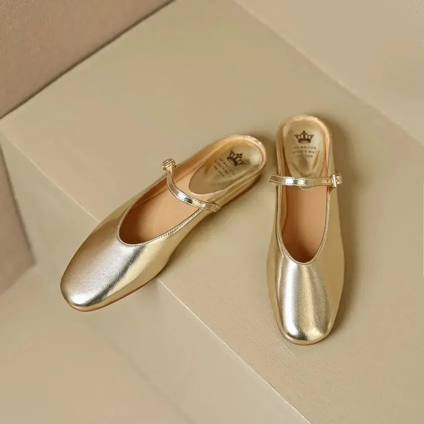 QUTAA 2024 Genuine Leather Slippers Summer Flat Heels Women Sandals Elegant Party Prom Shoes Woman Office Lady Size 34-43